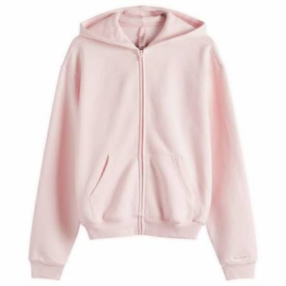Skims Barely Pink Cotton Fleece Classic Zip Up Hoodie Size Medium NWT